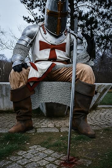 Medieval Knight Templar Roman Chainmail Full Body Armor Suit | Crusader Warrior Costume for Halloween, Cosplay, LARP & Reenactment
