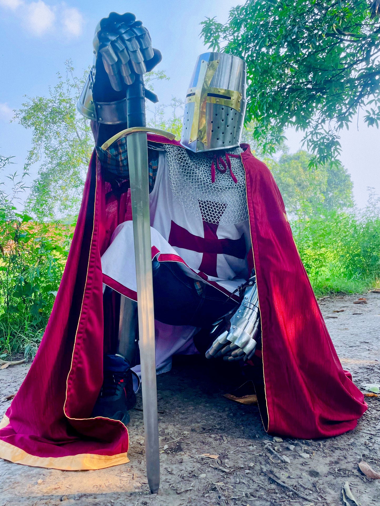 Templar Knight Armor Suit | Medieval Crusader Red Cross Armor | Wearable Costume for LARP, Cosplay, Reenactment, SCA