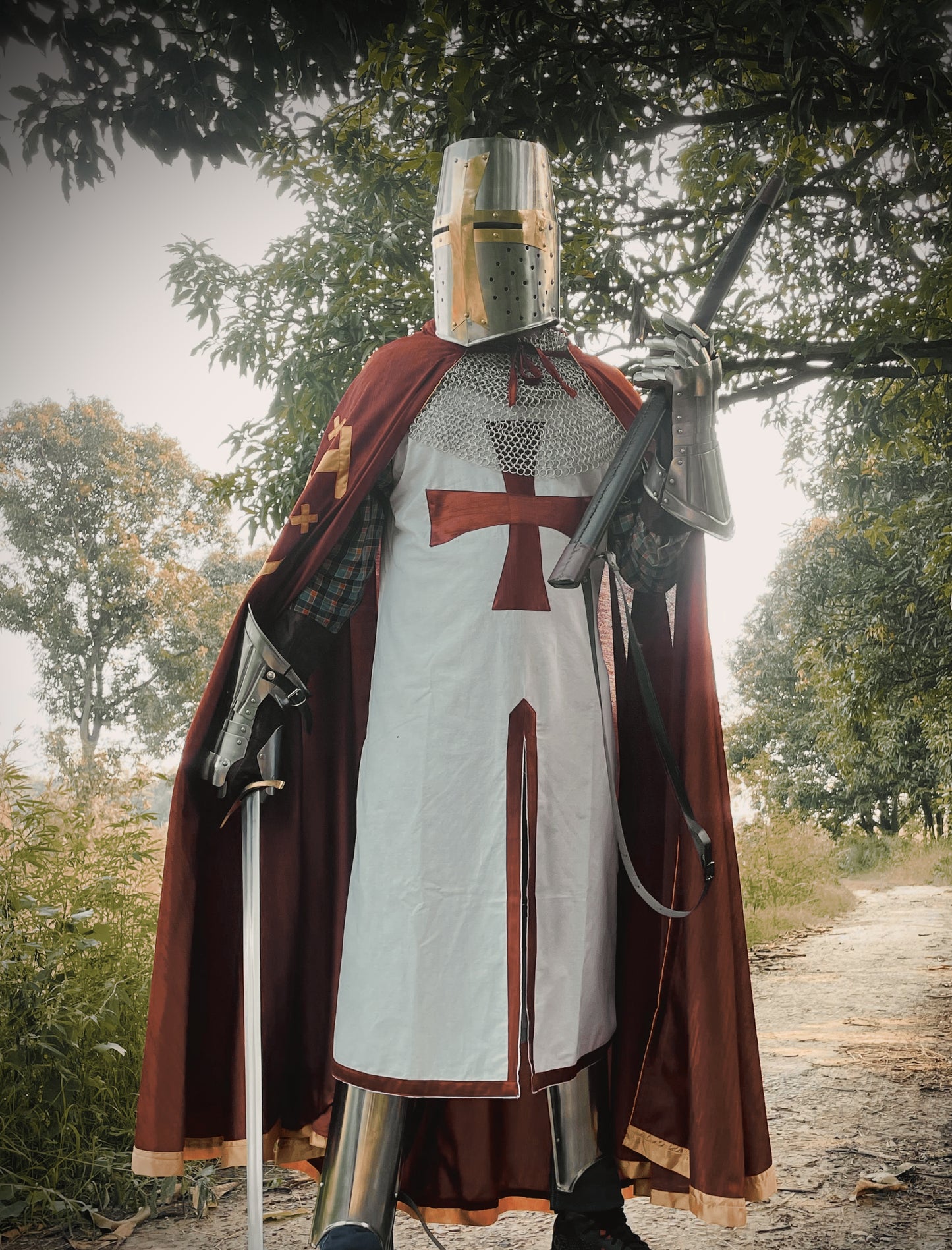Templar Knight Armor Suit | Medieval Crusader Red Cross Armor | Wearable Costume for LARP, Cosplay, Reenactment, SCA