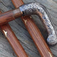 Antique Walking Stick Vintage Brass Handle Victorian Designer Shaft Cane Wooden
