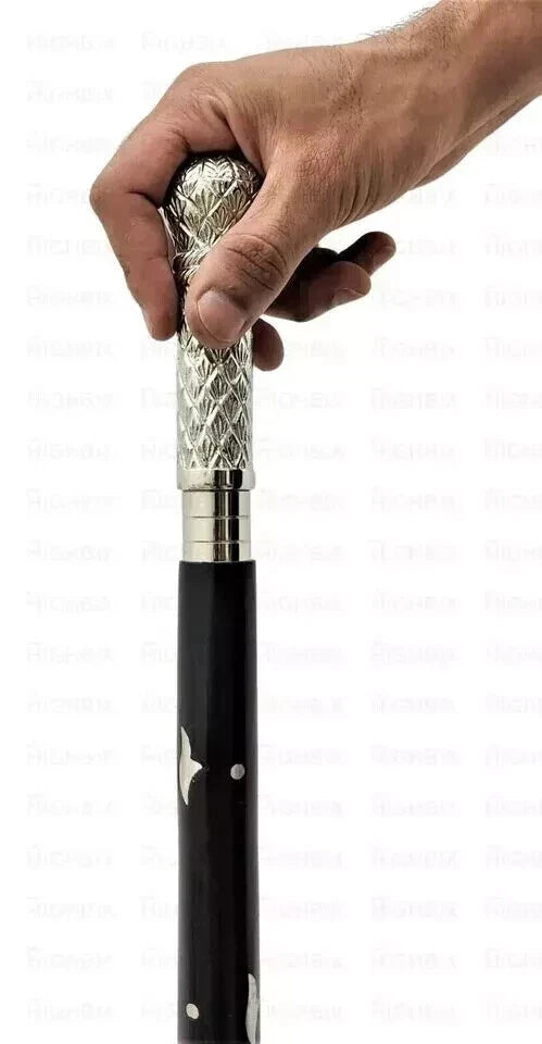 Cane Walking Stick Carved Wooden Handmade Long Round Knob Designer Head Handle