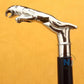 Vintage Brass Jaguar Head Handle Victorian Style Wooden Walking Stick Cane Gift