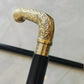 Walking Stick Vintage Brass Handle Victorian Designer Shaft Cane Wooden