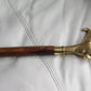 Vintage Brass Lion Head Handle Walking Stick Cane Antique Style Wood Men Gift