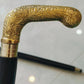 Walking Stick Vintage Brass Handle Victorian Designer Shaft Cane Wooden