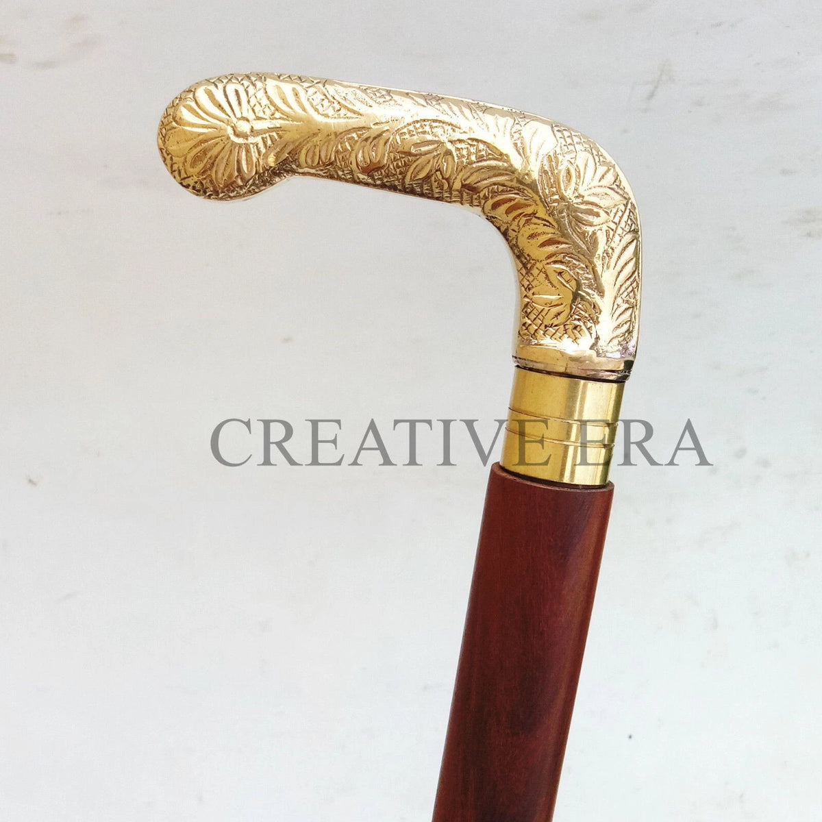 Victorian Style Designer Brass Handle Cane Wooden Walking Victorian Style Designer Brass Handle Cane Wooden Walking