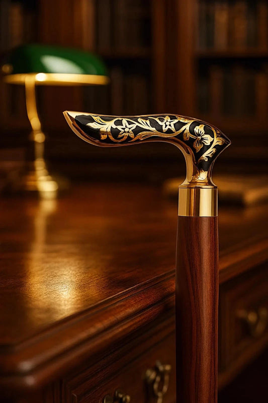 Antique Brass Jaguar Head Handle Victorian Style Wooden Walking Stick Cane Gift