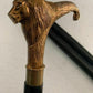 Lion Head Walking Stick – Solid Brass Handle & Black Wooden Cane – 36” King Styl