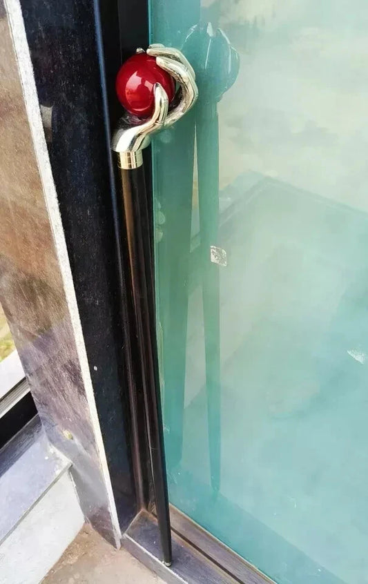 Nautical Chrome Hand Holding Red Ball Walking Stick Ball in hand walking cane