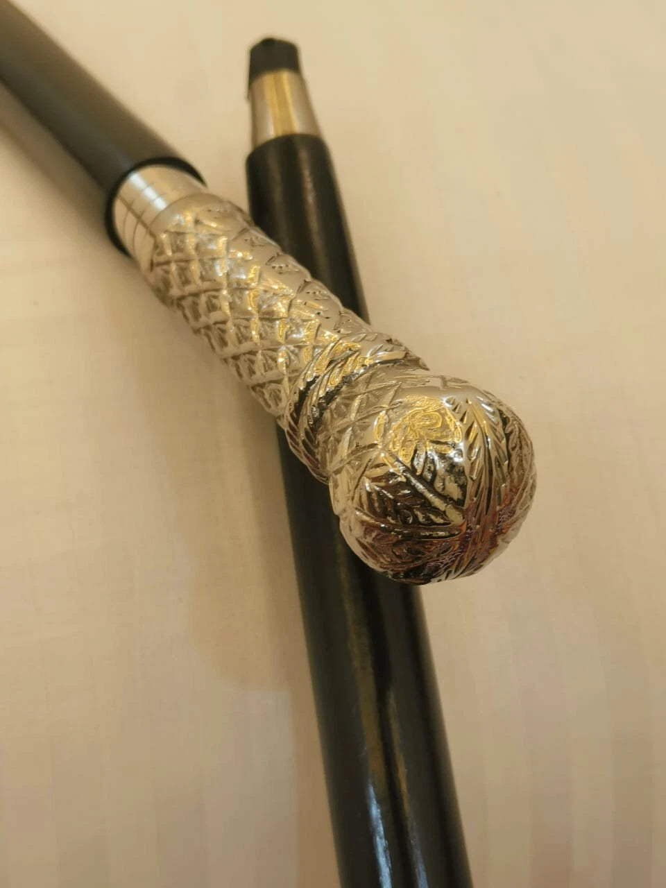 Cane Walking Stick Carved Wooden Handmade Long Round Knob Designer Head Handle