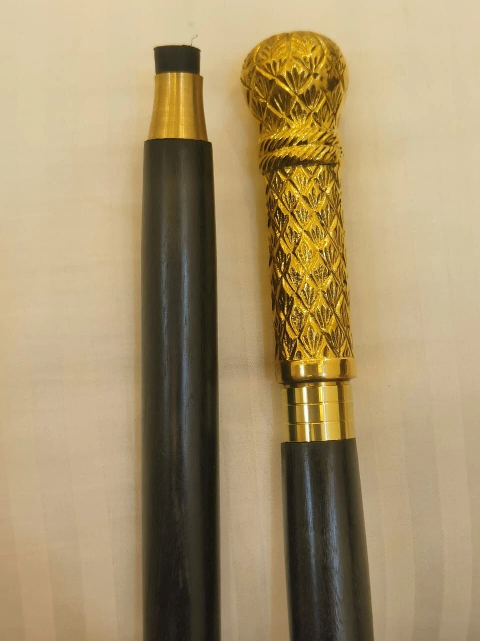 Cane Walking Stick Carved Wooden Handmade Long Round Knob Designer Head Handle