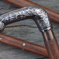 Antique Walking Stick Vintage Brass Handle Victorian Designer Shaft Cane Wooden