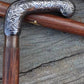 Antique Walking Stick Vintage Brass Handle Victorian Designer Shaft Cane Wooden