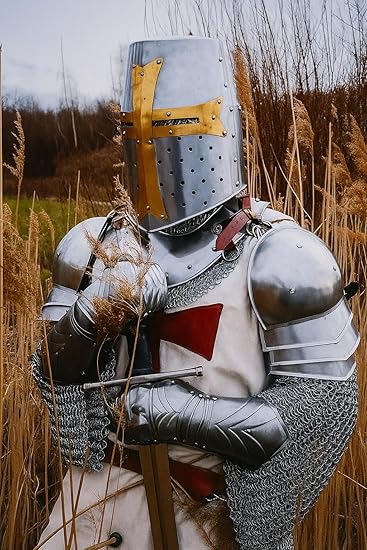 Medieval Knight Templar Roman Chainmail Full Body Armor Suit | Crusader Warrior Costume for Halloween, Cosplay, LARP & Reenactment