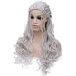 Mersi Silver Wigs for Women Costume Wig Long Braided Hair Wigs for Party Halloween (Silver) S039S