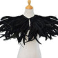 L'VOW Women' Natural Feather Shrug Cape Shawls Lace Collares for Halloween Cosplay Y1-black