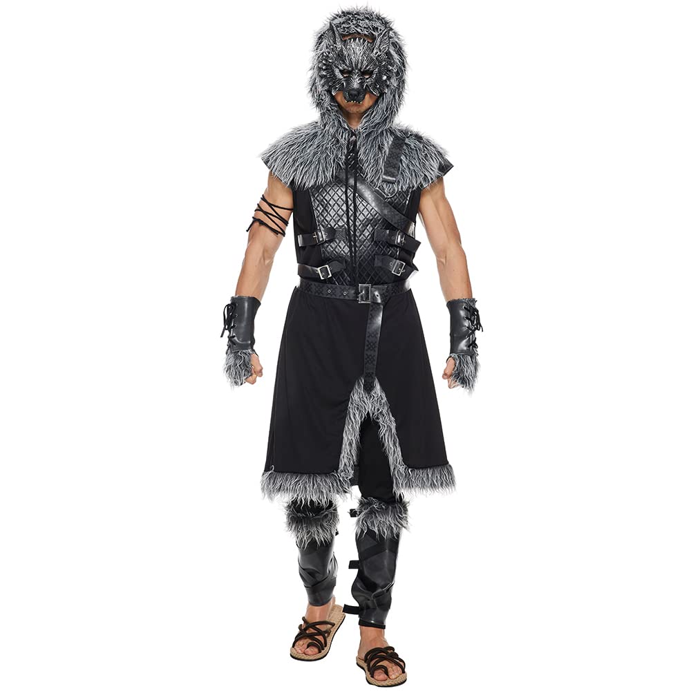 EraSpooky Men Werewolf Costume Adult Viking Wolf Halloween Cosplay Suit Medium
