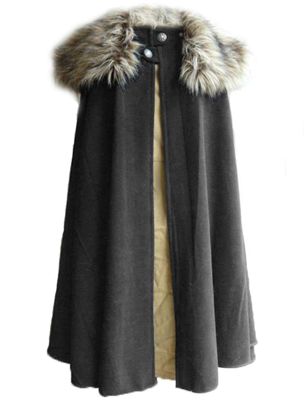 MSOrient Mens Medieval Viking Cloak Fur Cape Cosplay Costume Renaissance King With Fur Cloak Halloween Costume Small Brown
