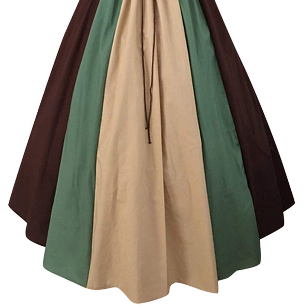 Khaki Women's Medieval Victorian Ball Gown Dress with Puff Sleeves