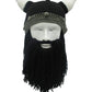 MerryJuly Men's Head Barbarian Vagabond Beanie Original Foldaway Beard Hats Viking Horns Bearded Caps One Size Viking Horns&brown Beard