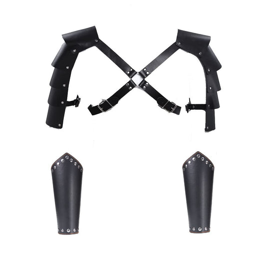 Entry Level Leather Pauldrons and Bracers Costume Set