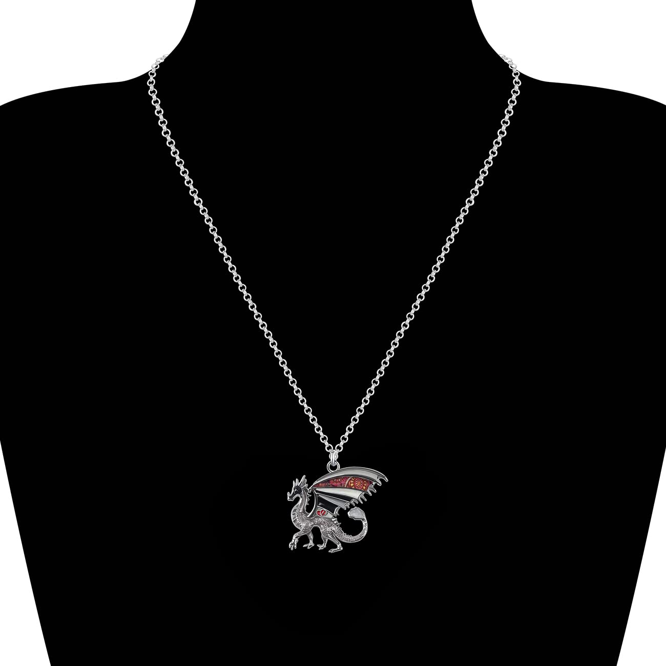 Enamel Alloy Dragon Pendant Necklace - Fantasy Dinosaur Charm Gift for Women - Blue