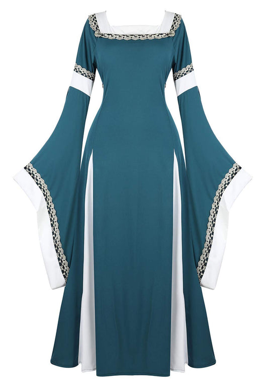 Renaissance Dresses for Women Medieval Costume Irish Long Over Dress Victorian Vintage Halloween X-Large 6508-dark Green