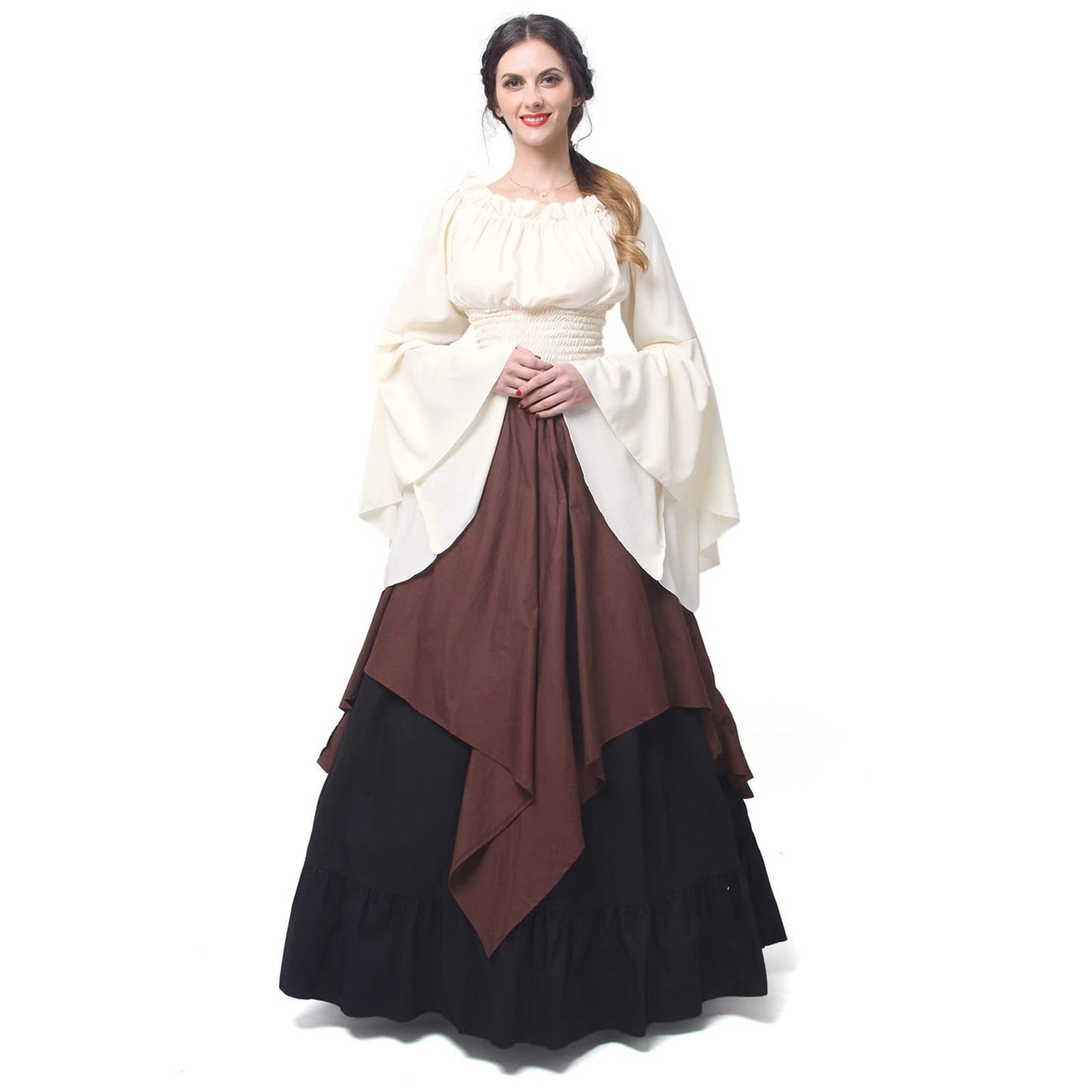 NSPSTT Womens Renaissance Medieval Costume Victorian Dresses Gown Scottish Dress