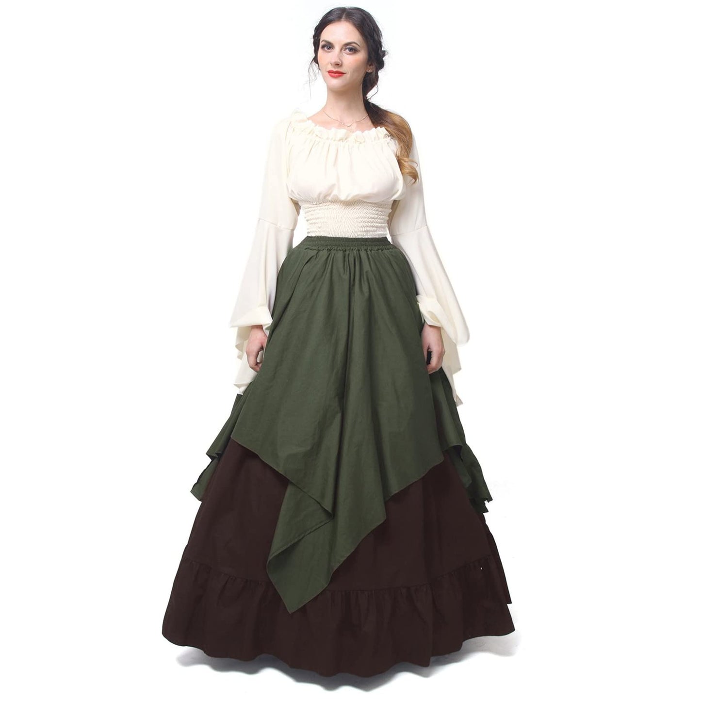 NSPSTT Womens Renaissance Medieval Costume Victorian Dresses Gown Scottish Dress