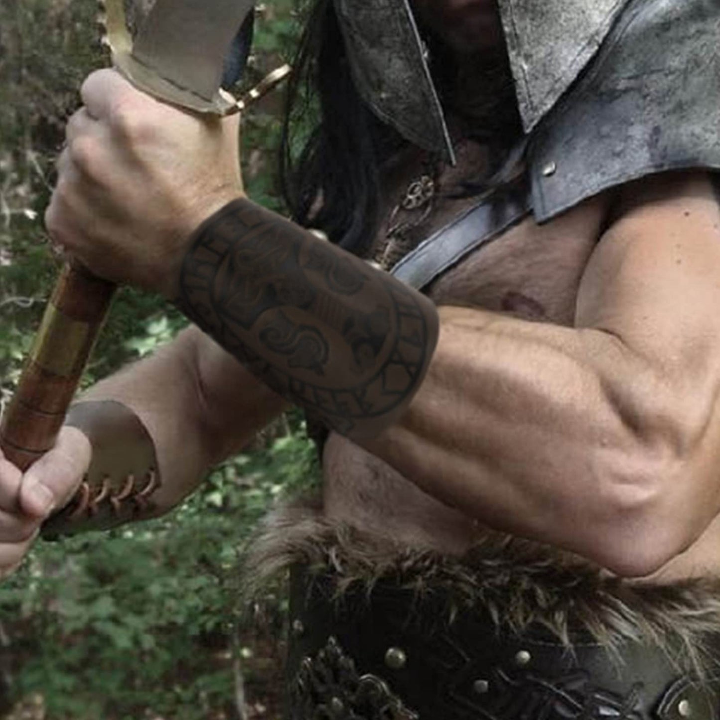 HiiFeuer Viking Arm Bracer, Embossed Norse Symbol