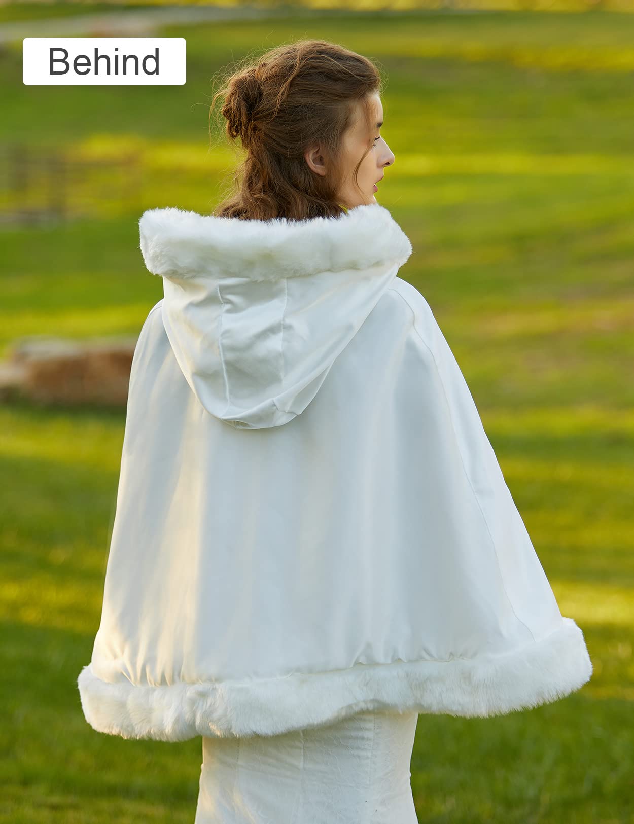 White hooded clearance cloak with fur