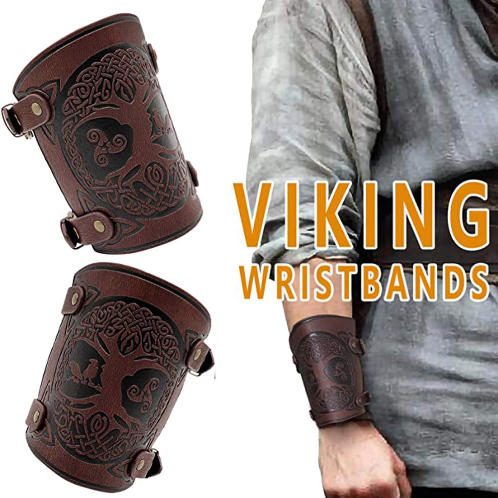  Leather Bracers Medieval Arm Guards Leather Gauntlet Wristband  Viking Bracers Black Gauntlet Faux Leather Arm Guards : Clothing, Shoes &  Jewelry
