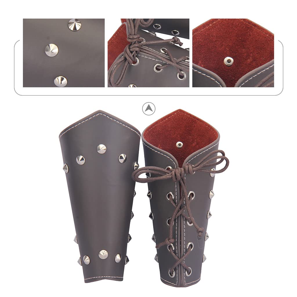 Jeilwiy Leather Gauntlet Wristband Medieval Bracers Viking Wrist Guard  Knight LARP Viking Arm Bracers Renaissance Costume, Faux Leather Arm  Bracer
