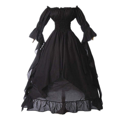 Black Medieval Irish Costume for Women's Renaissance Vintage Dresses