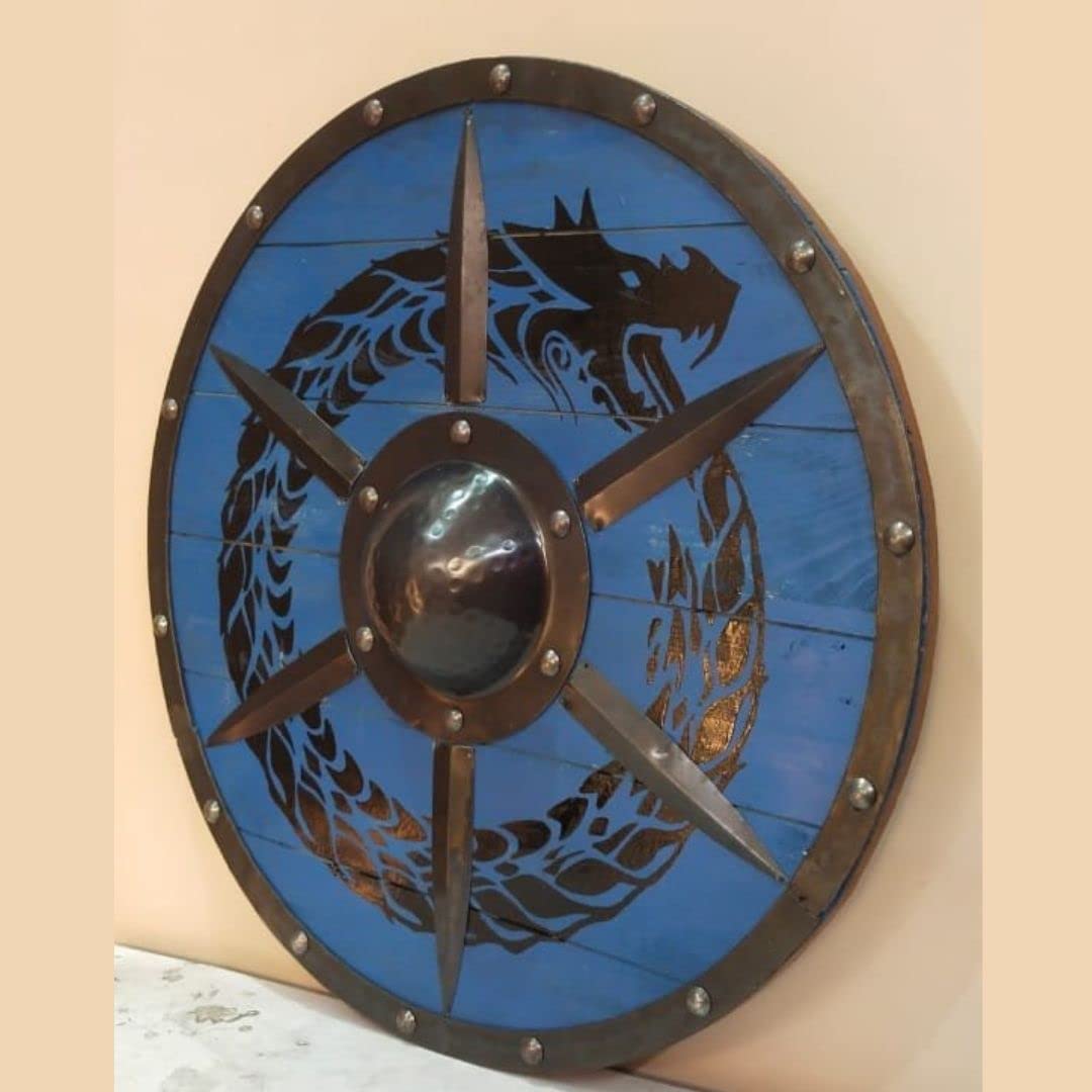 Hand Painted Dragon Wooden Viking Shield, 24" / 30"