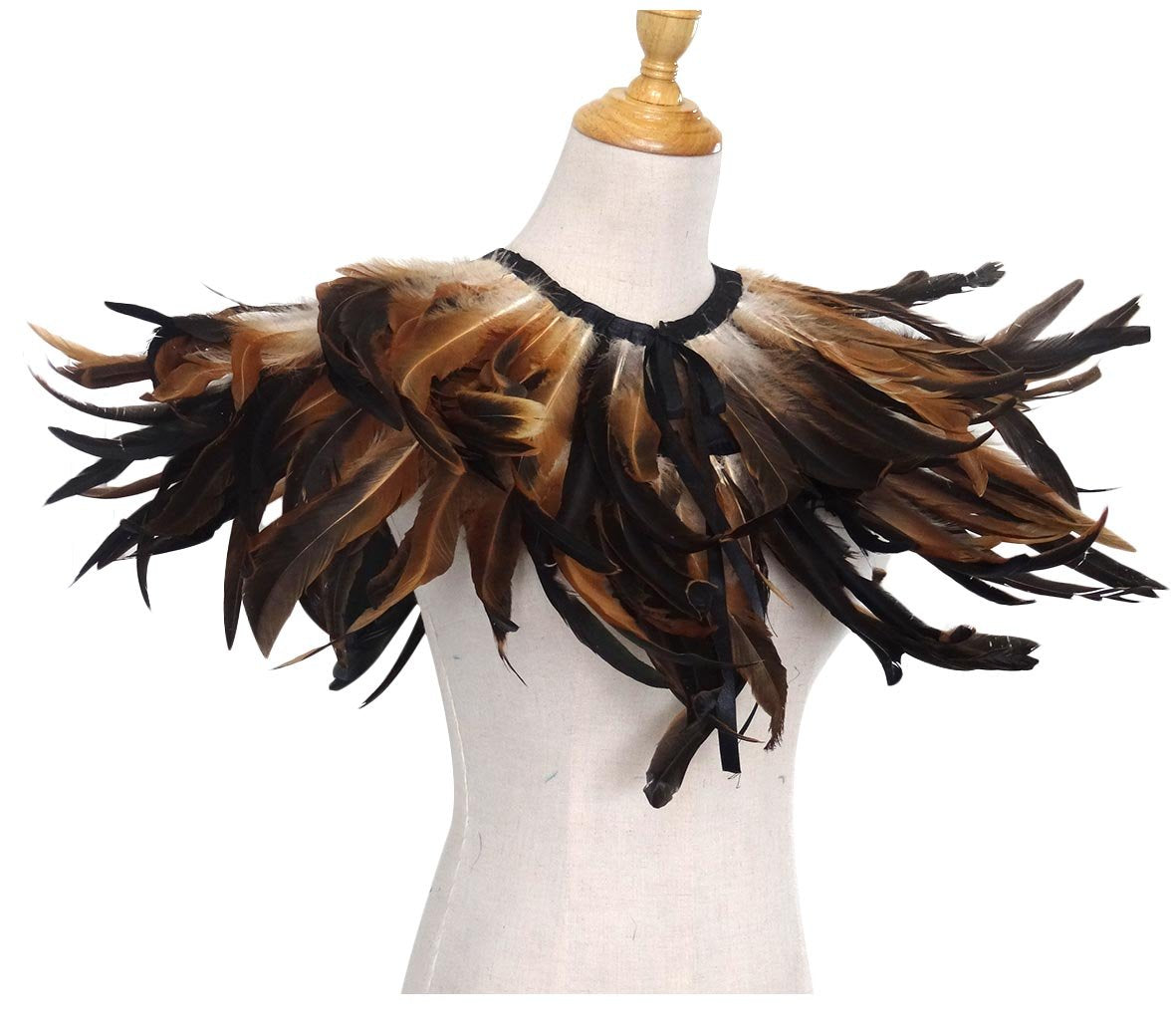 L'VOW Women' Natural Feather Shrug Cape Shawls Lace Collares for Halloween Cosplay Y1-black