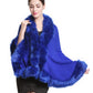 Faux Fur Shawl Wrap Stole Capelet Bridal Winter Wedding with Hook Hooded-black