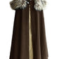 MSOrient Mens Medieval Viking Cloak Fur Cape Cosplay Costume Renaissance King With Fur Cloak Halloween Costume 3X-Large Brown