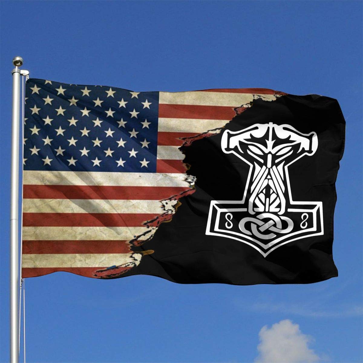 In Odin We Trust Thor Mjolnir American Viking Flag