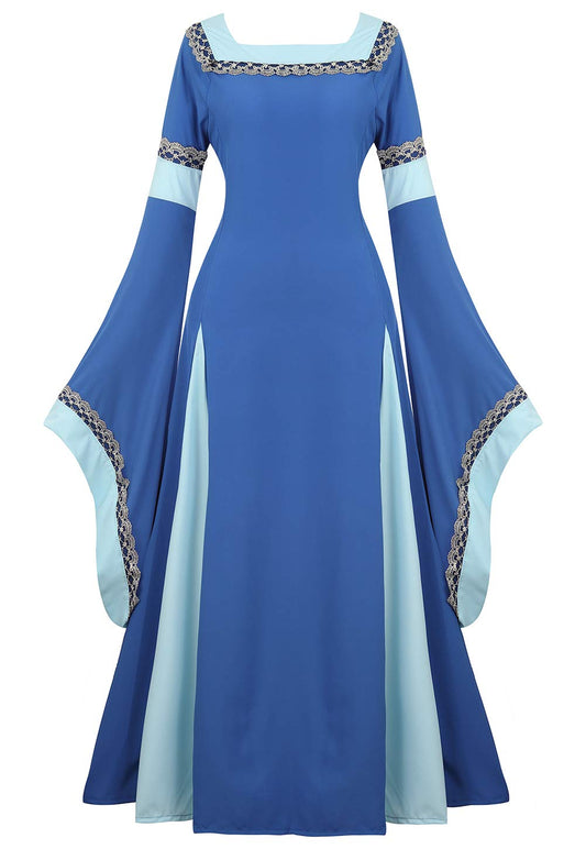 Medieval Dresses For Women Black Renaissance Dress Women Costumes Halloween Plus Size Witch Costume X-Small Blue6508