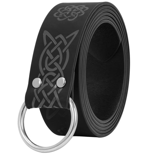 XZQTIVE Medieval Viking Belt for Men Embossed Leather Renaissance Knight Belt O Ring Costume Belts 0 Black Fit waist upto 56in