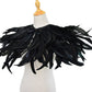 L'VOW Women' Natural Feather Shrug Cape Shawls Lace Collares for Halloween Cosplay Y1-black