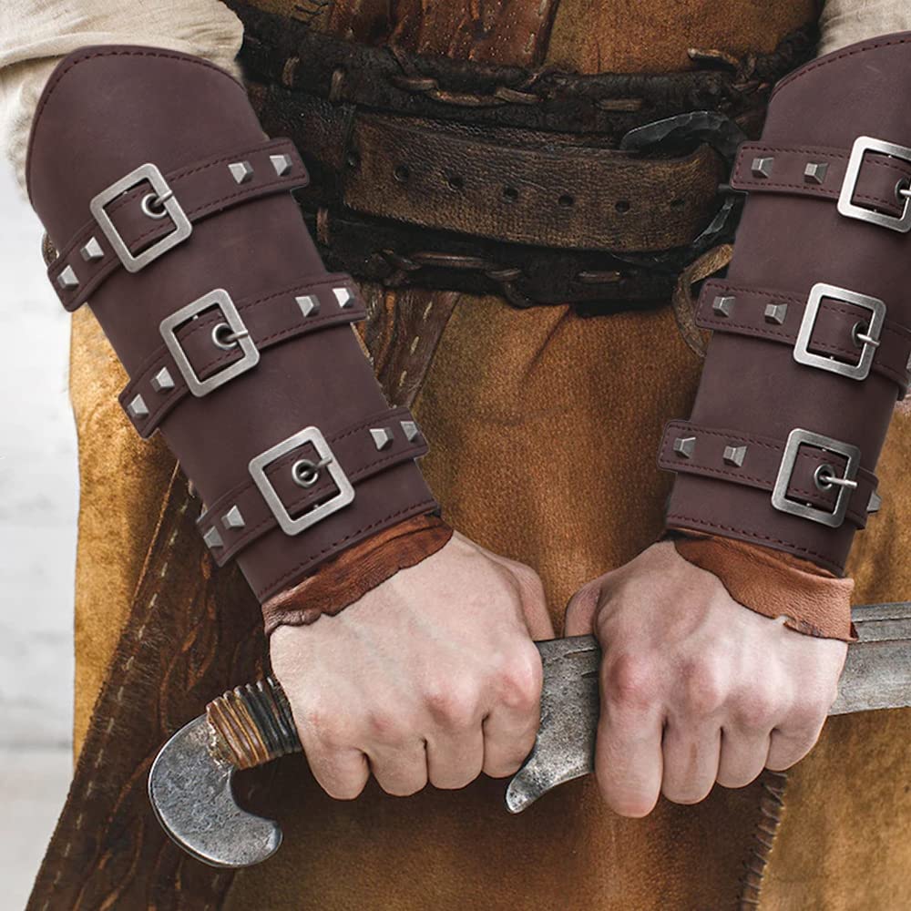  HiiFeuer Medieval PU Leather Buckle Arm Bracers