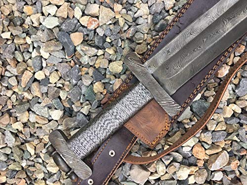 Entry Level Plain Wire-wrapped Damascus Viking Sword and Sheath