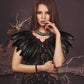 L'VOW Women' Natural Feather Shrug Cape Shawls Lace Collares for Halloween Cosplay Y1-black