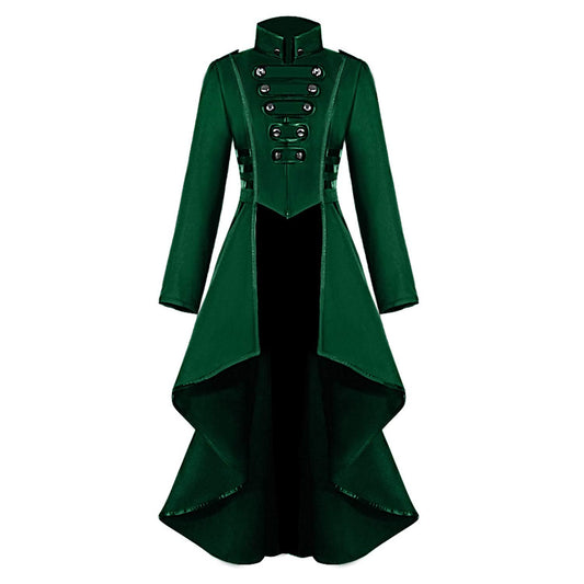 Green Renaissance Steampunk Tailcoat Women's Halloween Costume