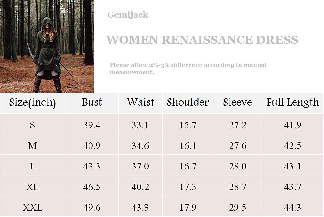 Gemijack Womens Renaissance Costumes Hooded Robe Lace Up Vintage Pullover High Low Long Hoodie Dress Cloak XX-Large Army Green