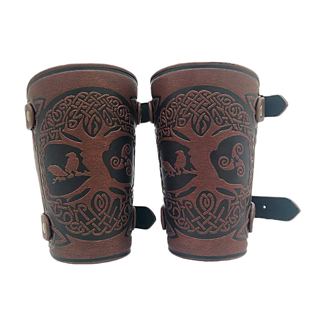 2pcs Leather Gauntlet Wristband Punk Bracer Leather Arm Guards Gauntlet  Viking Runic Compass Embossed Arm Bracers Medieval