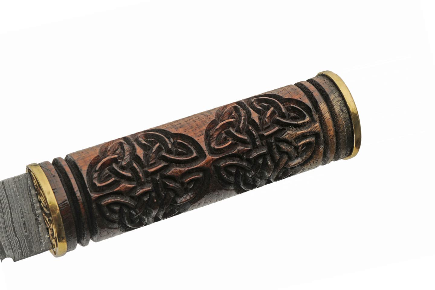 Engraved Celtic Handle Damascus Steel Seax