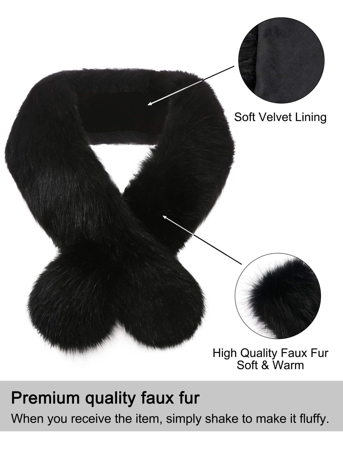 Soul Young Faux Fur Collar Women's Neck Warmer Scarf Wrap 80cm,31.5in A-nature